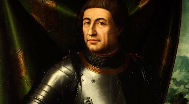 Detalle del retrato de Alfonso el Magnánimo por Juan de Juanes. Museo de Zaragoza - 