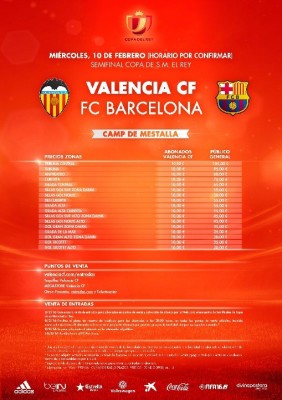 El Valencia CF pone a 10 euros las entradas de vuelta de la Copa para todos los abonados