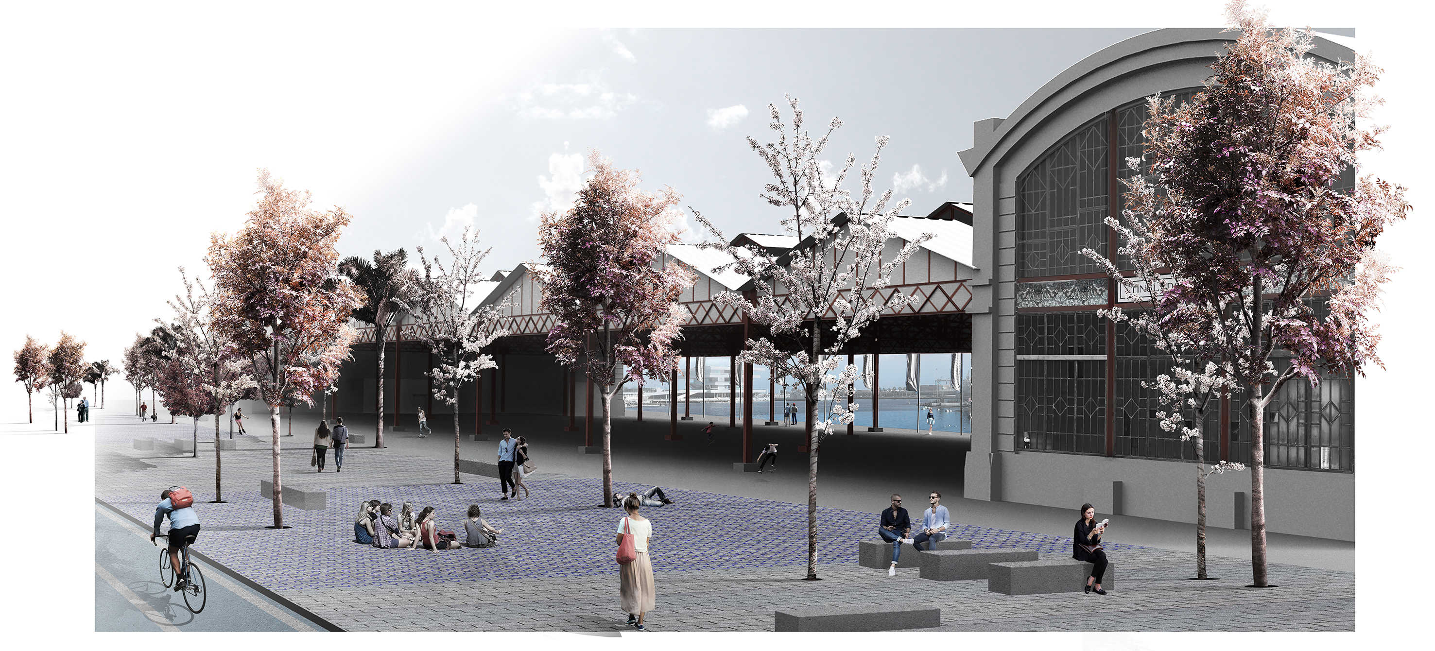 La mejora del Tinglado 2 prevé una plaza arbolada con zonas de sombra, deportivas y de juegos