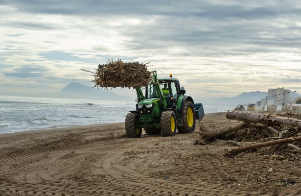 La Diputación pone en marcha en Daimús su dispositivo para limpiar las playas afectadas 