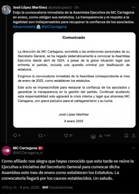 El exlíder de MC Pepe López exige una Asamblea Ejecutiva para 