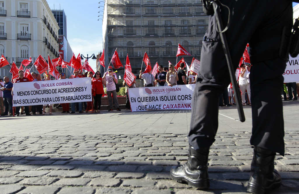 Manifestación de trabajadores de Isolux en Madrid. Foto: EFE  - 