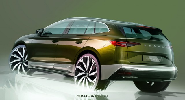 Bocetos exteriores del nuevo Škoda Enyaq: modernas y sólidas actualizaciones para el superventas eléctrico
