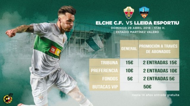 El Elche incentiva la asistencia a la final con el Lleida con importantes descuentos en el precio de las entradas