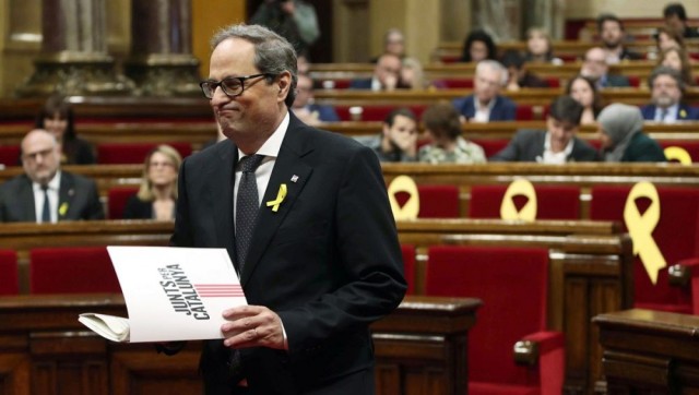 Quim Torra, elegido presidente de Cataluña con 66 votos a favor y las cuatro abstenciones de la CUP