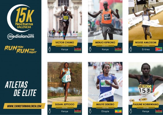 La 15K Nocturna Valencia Banco Mediolanum presenta a su plantel de élite con presencia de atletas africanos