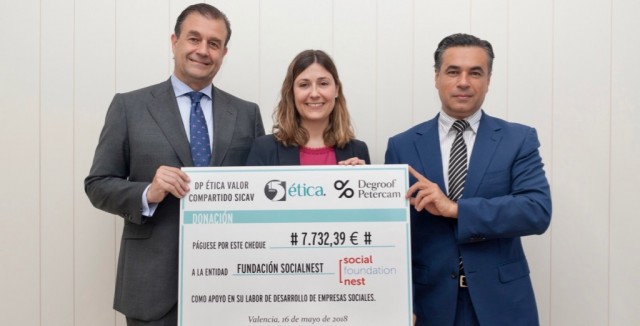 La sicav valenciana DP Ética Valor Compartido cumple su promesa: dona casi 8.000 euros a Socialnest
