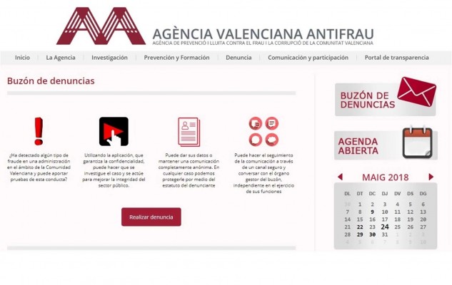 Los valencianos ya cuentan con un buzón anónimo para denunciar casos de corrupción