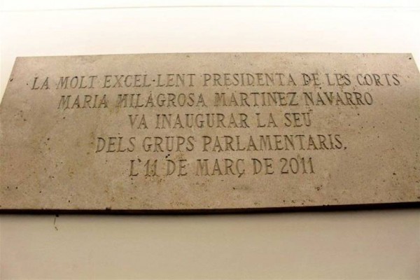 El PP apoya que se retire de Les Corts el cuadro y la placa conmemorativa de Milagrosa Martínez