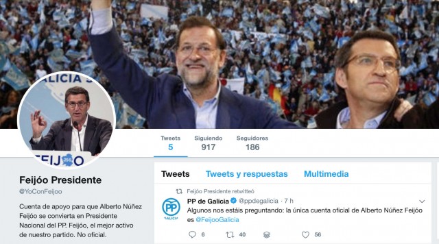Crean una cuenta en Twitter para apoyar a Feijóo como presidente del PP