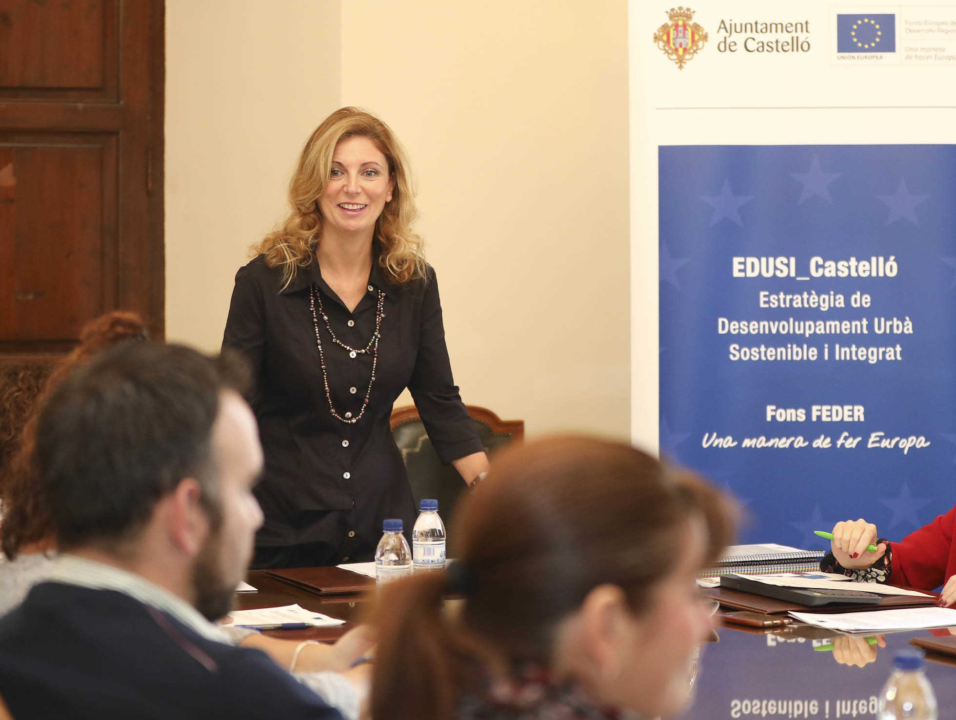 La alcaldesa de Castellón, Amparo Marco, durante la presentación de los fondos Edusi. - 
