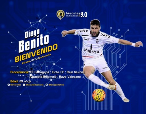 El mediocentro ofensivo, Diego Benito, refuerza el centro del campo del Hércules