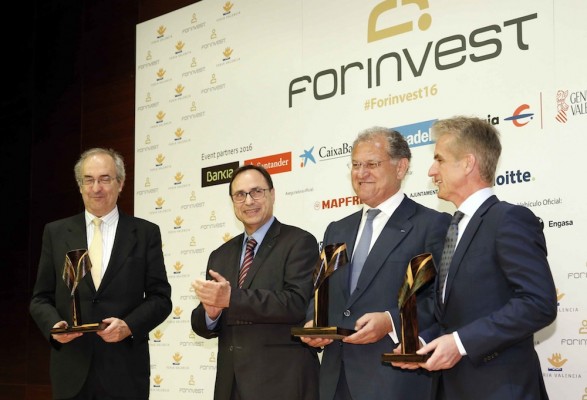 Rafael Juan (Dulcesol), José Manuel Machado (Ford España) y Florent Hillaire (Groupama), premios Forinvest 2016