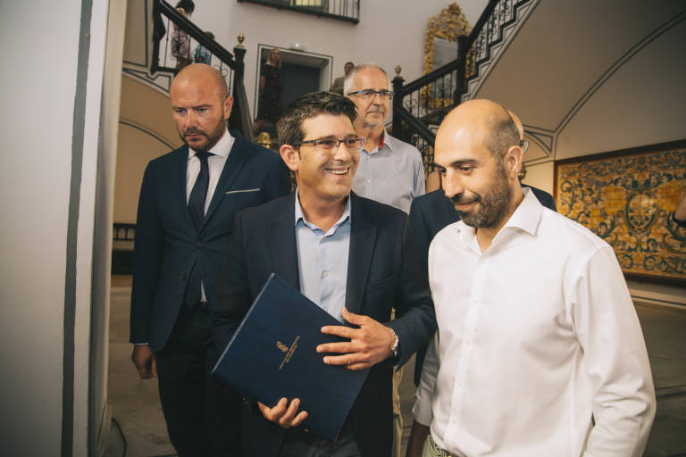 Jorge Rodríguez junto a Toni Gaspar y Pablo Seguí el día de su dimisión. Foto: KIKE TABERNER - 