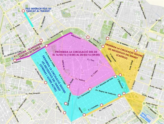 Estas son las zonas céntricas de Valencia que quedarán cerradas al tráfico desde el miércoles