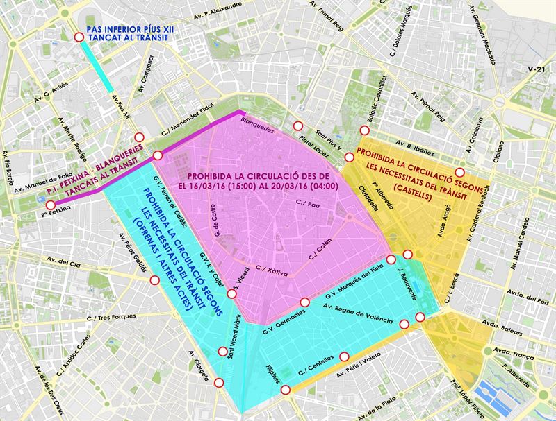 Estas son las zonas céntricas de Valencia que quedarán cerradas al tráfico desde el miércoles