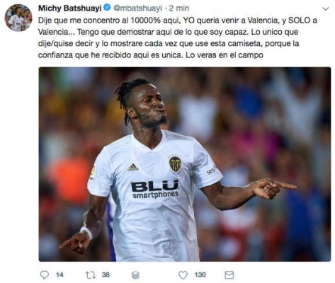 Batshuayi niega las declaraciones de la entrevista a The Times