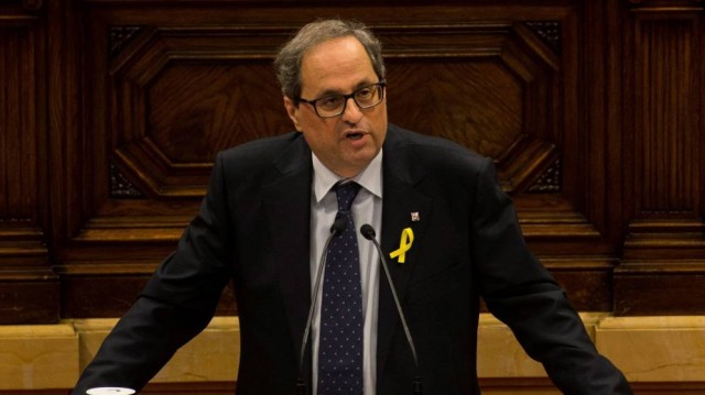 Torra retirará su apoyo en el Congreso a Sánchez en un mes si no propone un referéndum
