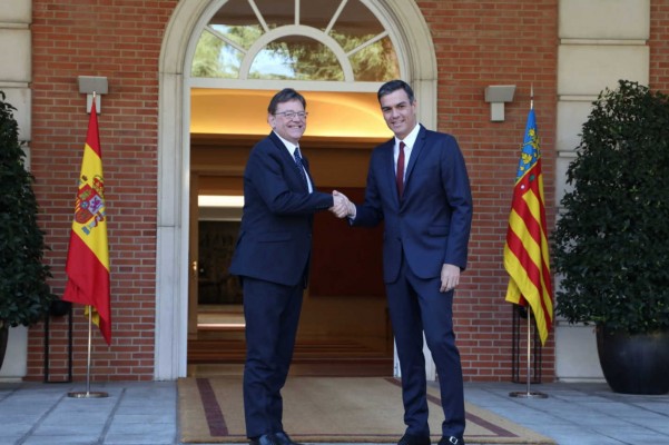 Sánchez promete a Puig que la Comunitat tendrá el 10% de las inversiones en los Presupuestos de 2019
