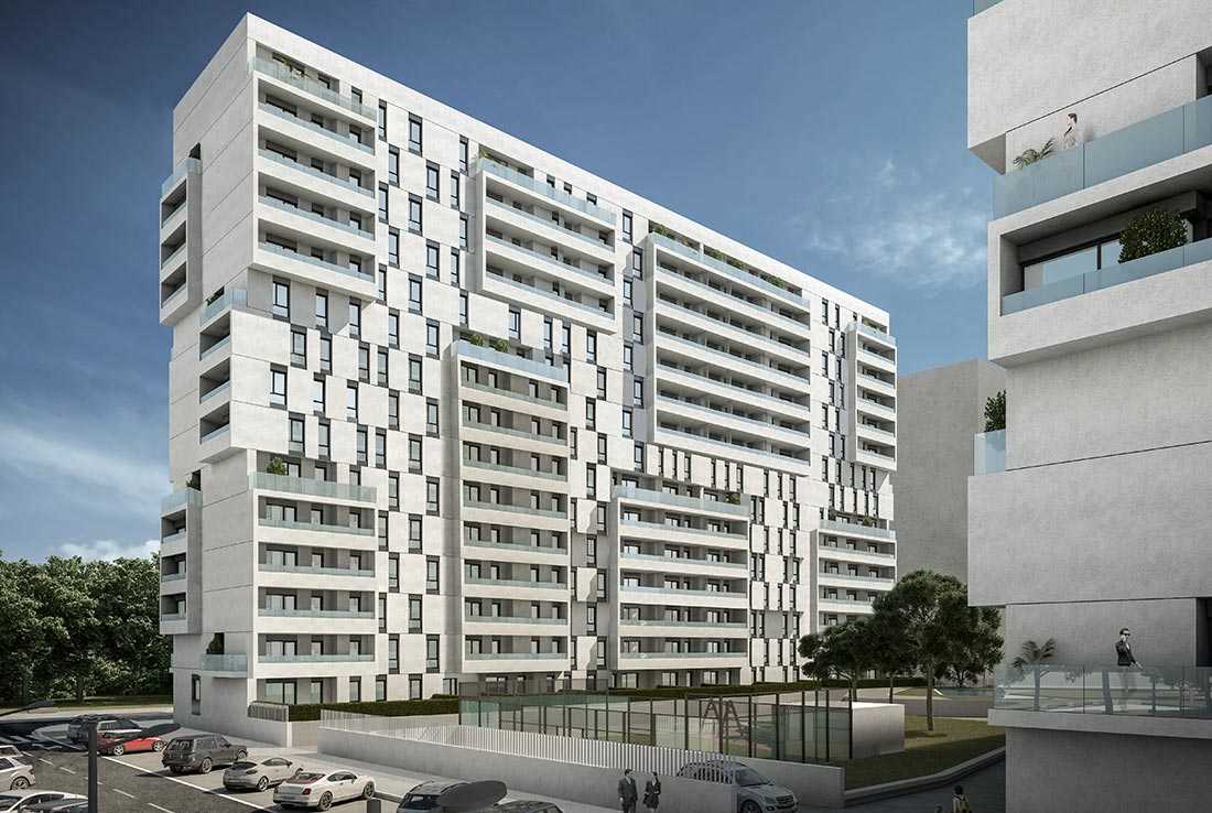 Figuración de un futuro bloque de Turianova, el proyecto de AQ Acentor (Aquila Capital) junto al Hospital La Fe - 