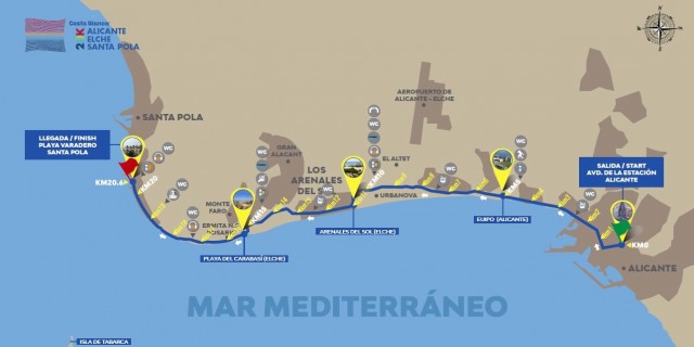 Así es el recorrido de la Gran Carrera del Mediterráneo 20k Alicante-Elche-Santa Pola, con meta volante en los Arenales