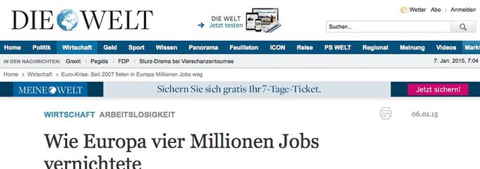 España lideró la destrucción de empleo en la crisis y Alemania creó trabajo