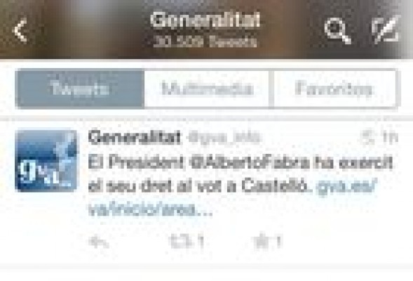 Compromís denuncia a la Generalitat por hacer campaña en Twitter a favor del PP