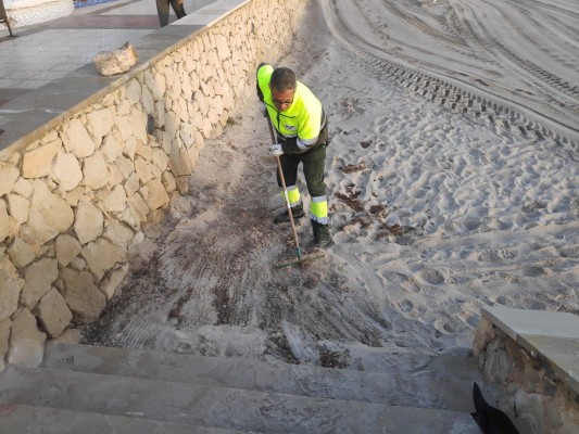 El Campello arregla y limpia sus playas, afectadas por los vientos y las lluvias de las últimas semanas