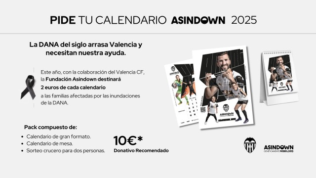 El Valencia CF y Asindown lanzan el calendario benéfico 2025, solidario con los afectados
