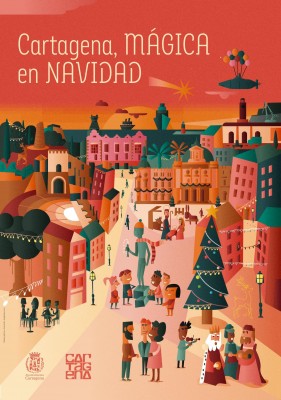 El ilustrador cartagenero Diego Lizán recrea una Cartagena llena de rincones mágicos en el cartel de Navidad
