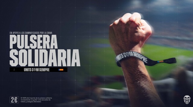 El Valencia lanza una pulsera solidaria para los afectados por la Dana
