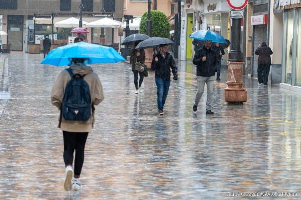La tormenta deja más de 25 litros por metro cuadrado en menos de una hora en Cartagena