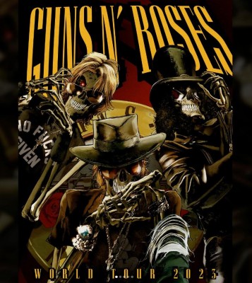 El murciano que ilustra a los Guns N' Roses en sus conciertos por el mundo: así son las obras de arte de Campoy