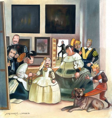 Personajes de cómic de los murcianos Juan Álvarez y Jorge G. se cuelan con humor en 30 obras de arte  