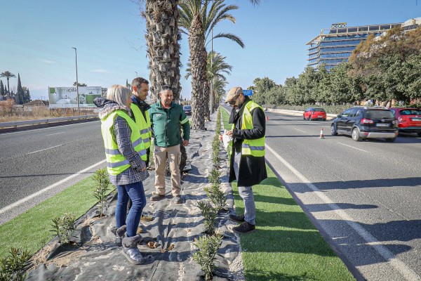 La mediana de Ronda Sur en Murcia ya luce imagen nueva tras una inversión de 88.000 euros
