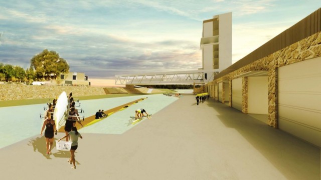 Este es el proyecto que sueña con un moderno Club de Remo en Murcia: con gimnasio, pasarela y un restaurante sobre el río