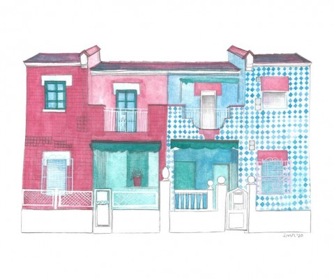 Isabel Emene lleva a la ilustración antiguas casas de Cartagena que seducen al caminante  