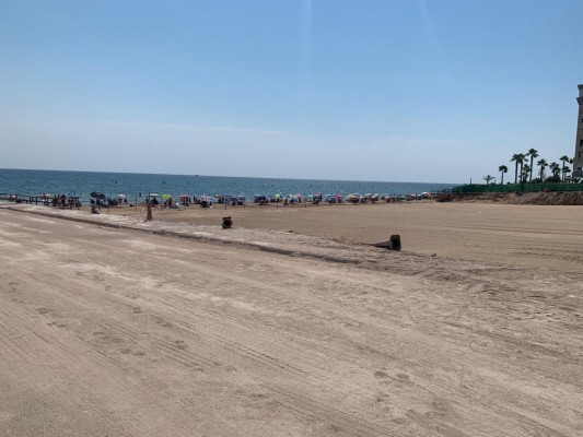 Arranca la regeneración de la parcela del    hotel de Arenales con la           reposición del campo dunar