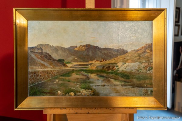 Cartagena recupera un paisaje del pintor Portela sobre el monte de la Atalaya