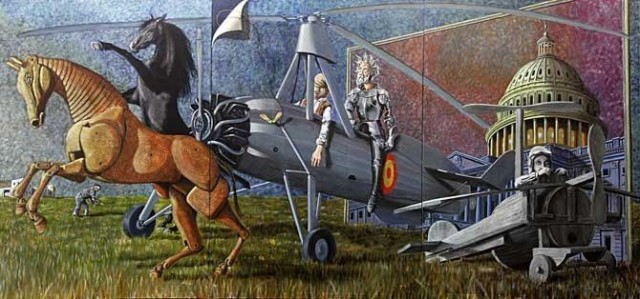 Petrus Borgia derriba molinos de viento: expone 'El acartonamiento del Quijote' en Torre Pacheco