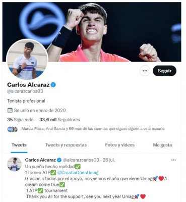 Los éxitos de Alcaraz le hacen subir como la espuma en las redes sociales