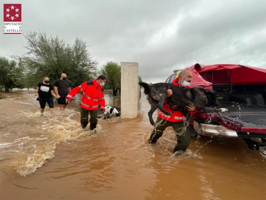 La tromba de agua desborda un barranco en Vinaròs y obliga a rescatar a 25 personas