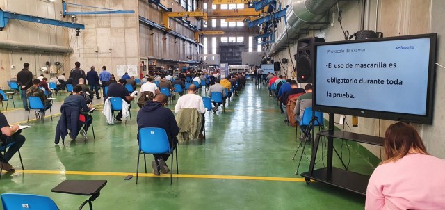 Examen multitudinario en Navantia: 250 aspirantes optan a 31 plazas de electricistas y montadores 