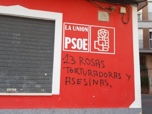 Las sedes de PSOE y Podemos, atacadas con pintadas franquistas y amenazas ultraderechistas