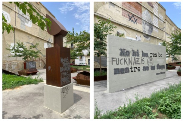 Atacan con pintadas el jardín de las esculturas del IVAM