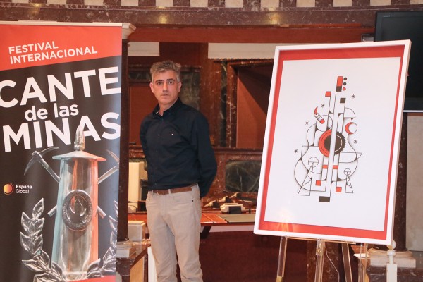 Una guitarra cubista para el cartel de un festival del Cante de las Minas online