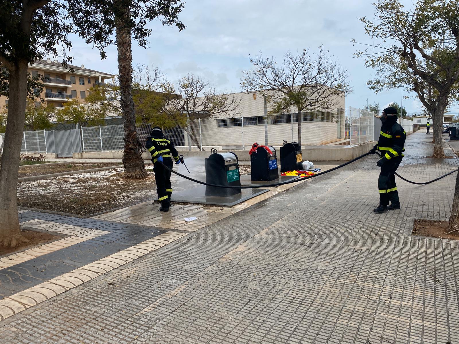 La UME se desplaza hasta Borriana para reforzar las labores de limpieza y desinfección de calles