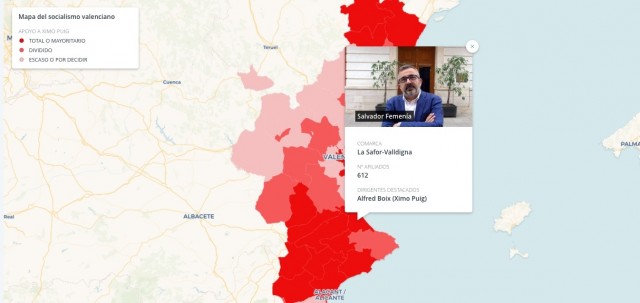 Mapa interactivo del PSPV: ¿Qué controla realmente Puig de cara a su reelección?