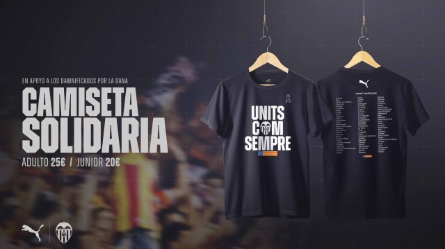El Valencia lanza 'Units com sempre', una camiseta solidaria por los afectados por la Dana
