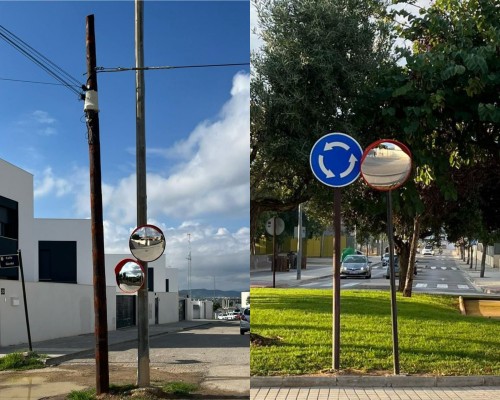 San Antonio de Benagéber instala espejos panorámicos en 15 cruces peligrosos 